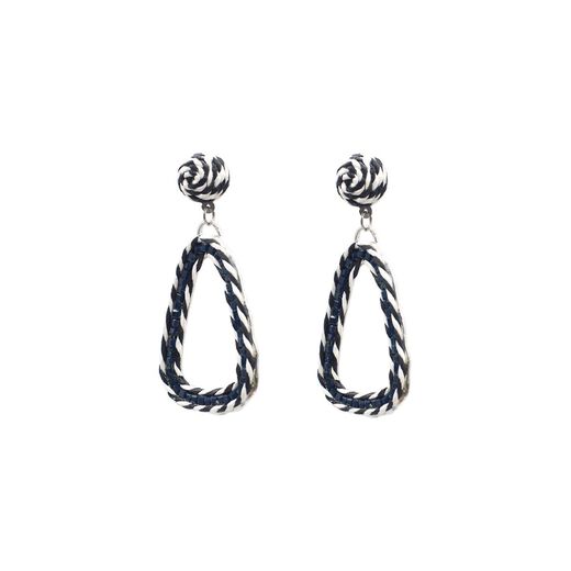 Triangular black and white drop earrings